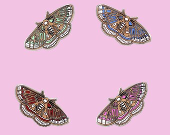 Moth Pin - Cute & Occult Moth Enamel Pin in 4 Colors