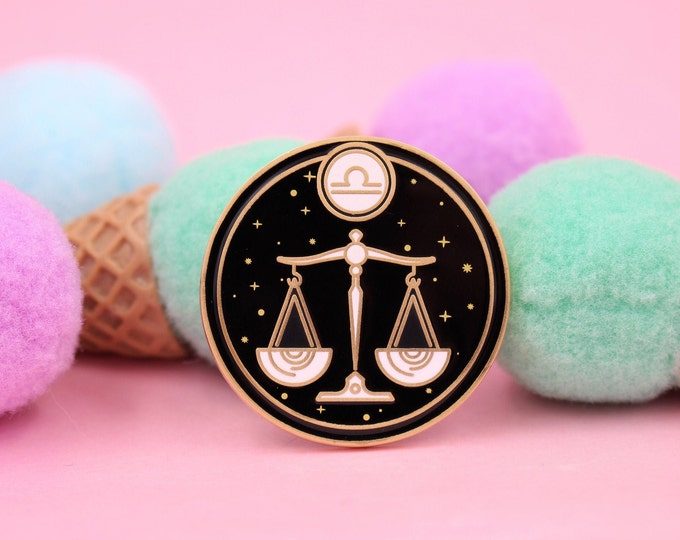 Libra Astrological Sign Pin - Star Sign / Astrology Enamel Pins, Lapel Pins For Birthday Gift