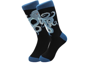 Octopus Socks - Cute Animal Cartoon Happy, Funny Socks - Sea Food Lover Crew Socks