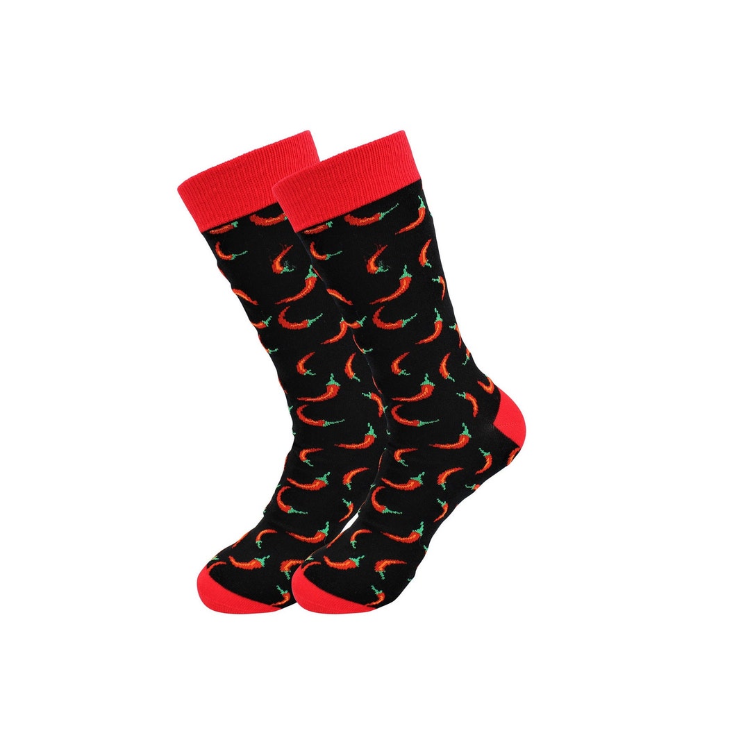 Chili Pepper Socks Favorite Food Vegetable Socks, Happy, Funny, Stylish