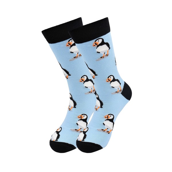 Cute Puffin Socks For Birds Lover,  Happy Animal socks, Animal Cartoon Happy, Penguin Socks Funny - Holiday Cotton Novelty socks