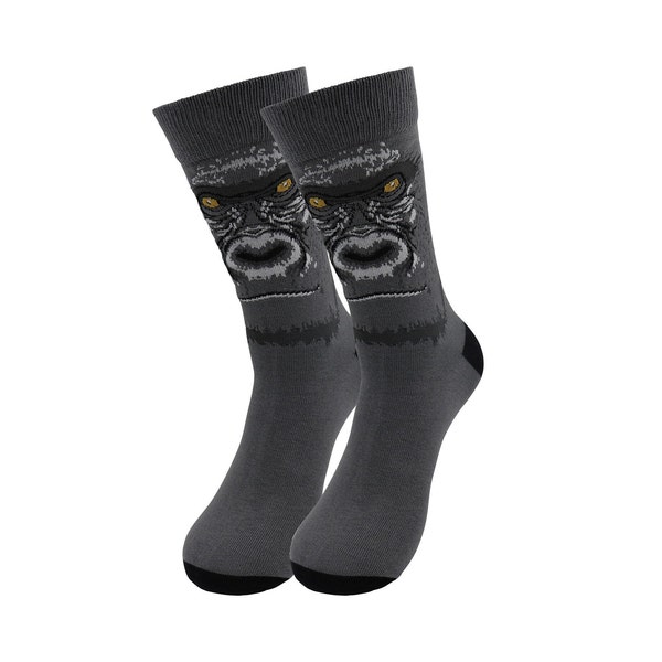 Gorilla Socks - Cute Animal Cartoon Happy & Funny Socks - Crew Novelty Socks