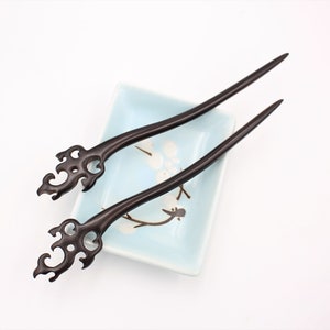 Natural Sandalwood Hair Sticks for Women Set of 2 Retro Fashion Chopsticks for Long Hair Fire image 6