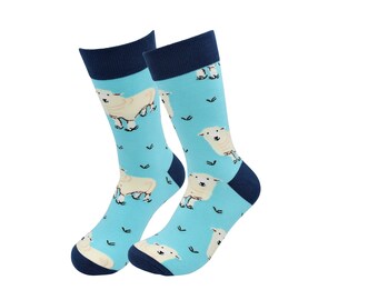 Chaussettes de mouton - Dessin animé d’animaux de ferme Chaussettes heureuses, drôles et élégantes - Chaussettes d’équipage de nouveauté