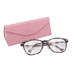 Solid Color Eco Leather Magnetic Folding Hard Case for Sunglasses, Eyeglasses, Reading Glasses - Pink