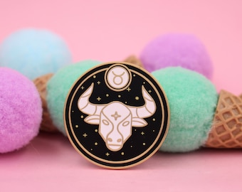 Taurus Astrological Sign Pin - Star Sign / Astrology Enamel Pins, Lapel Pins For Birthday Gift