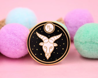 Capricorn Astrological Sign Pin - Star Sign / Astrology Enamel Pins, Lapel Pins For Birthday Gift