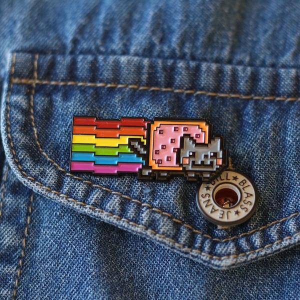 Épingles lgbtq Nyan Cat, épinglette allié fierté, chat arc-en-ciel avec broche meme pop tarte - épingle chat kawaii fierté LGBT pour vestes