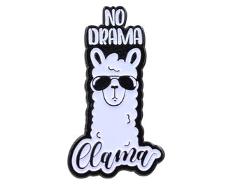 No Drama Llama Pin - No Stress Motivational Llama Enamel Pin - No Drama Lapel Pin for Hats, Jackets, Tops, Backpacks and Bags