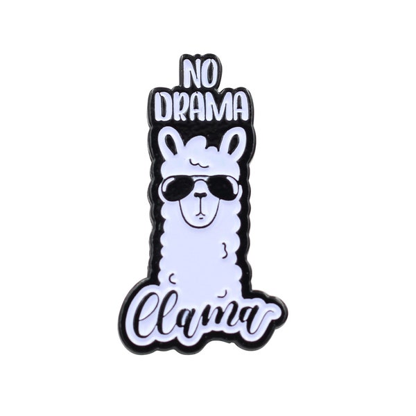 No Drama Llama Pin - No Stress Motivational Llama Enamel Pin - No Drama Lapel Pin for Hats, Jackets, Tops, Backpacks and Bags