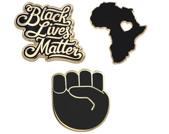 Black Lives Matter - BLM Pride & Protest Lapel Pin Enamel Pins for Hats, Jackets and Bags (3 Pins)