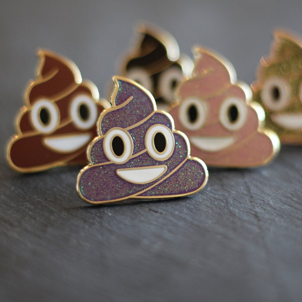 Poop Emoji Lapel Pin Series 5 Different Colors – Poop Emoji Enamel Pin, Funny Enamel Pins, Cute Enamel Pins, Poop Brooch