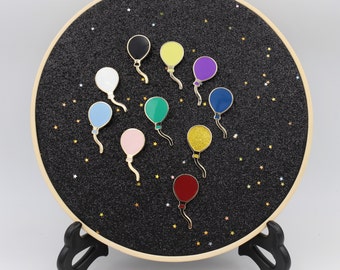 Balloon Enamel Pin – IT Balloon, Baby Shower & Celebration Black Balloon Pins with Real Gold Plating