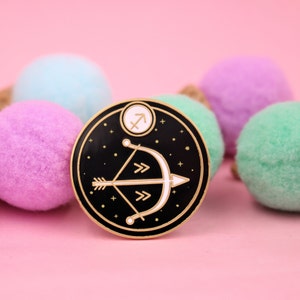 Sagittarius Astrological Sign Pin - Star Sign / Astrology Enamel Pins, Lapel Pins For Birthday Gift