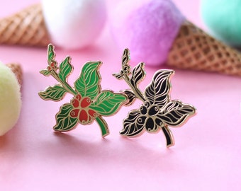 Coffee Berry Enamel Pin, Coffee Branch Lapel Pin, Jewelry Quality Coffee Lovers Brooch Lapel Pin for Jackets