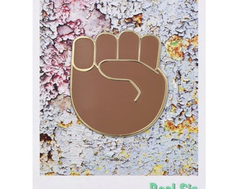 Raised Fist Pin - Black Lives Matter / Resist Protest Pin - Black Panther, Workers Rights, Labor Rights Black & Gold Enamel Pin