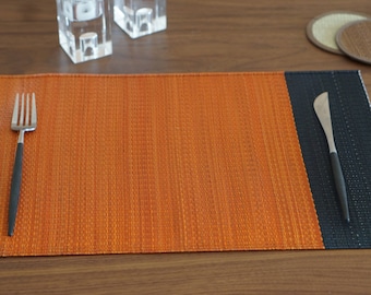 6 set of Igusa, rush grass placemat, Japanese placemat, Pumpkin, orange color