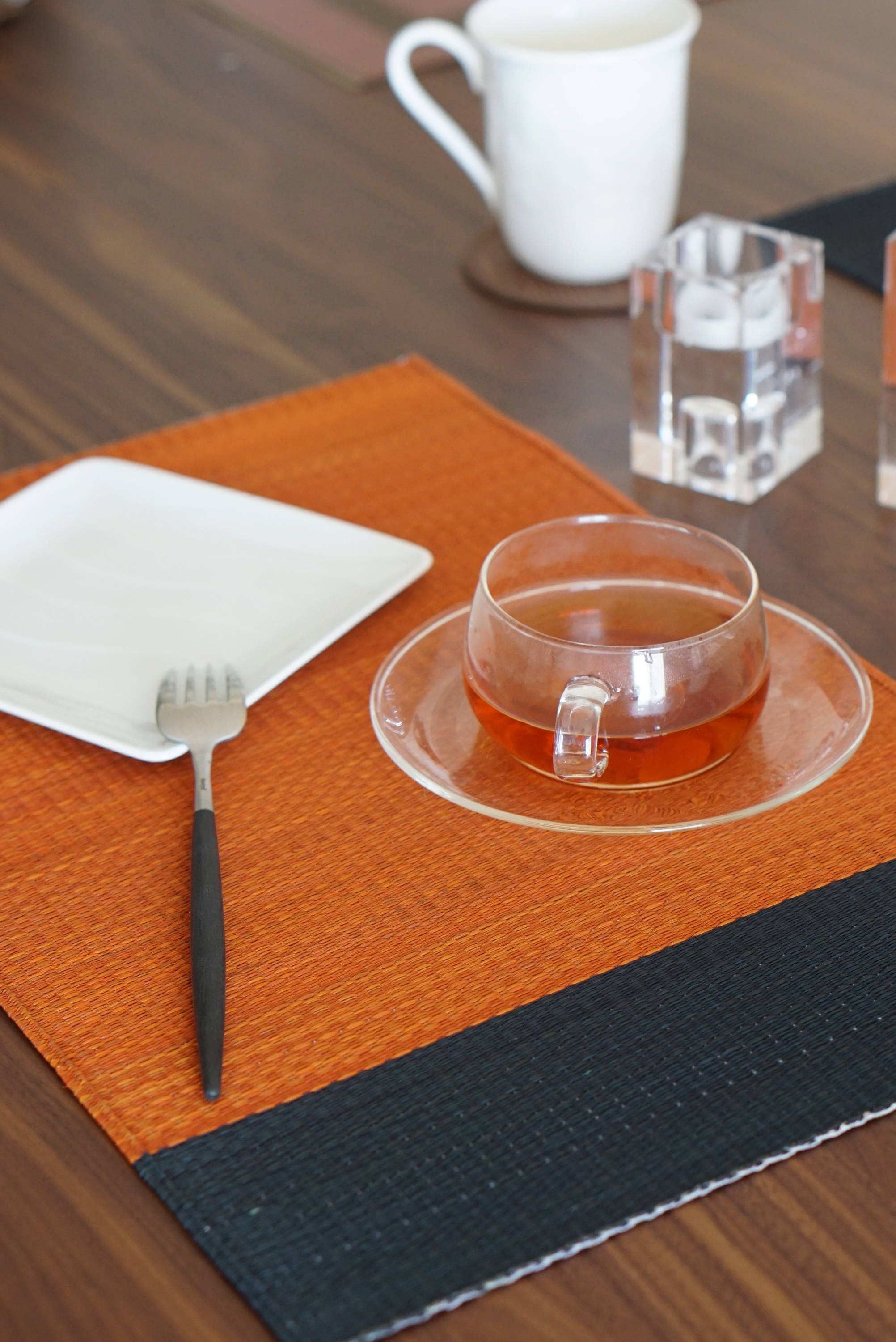 4 Set of Igusa, Rush Grass Placemat, Japanese Placemat, Pumpkin, Orange Color Etsy