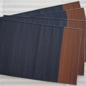 6 set of Igusa, rush grass placemat, Japanese placemat, two tone earth, brown image 1