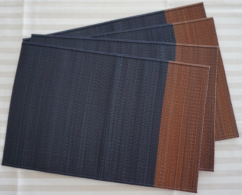 6 set of Igusa, rush grass placemat, Japanese placemat, two tone earth, brown image 1