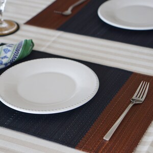 6 set of Igusa, rush grass placemat, Japanese placemat, two tone earth, brown image 3