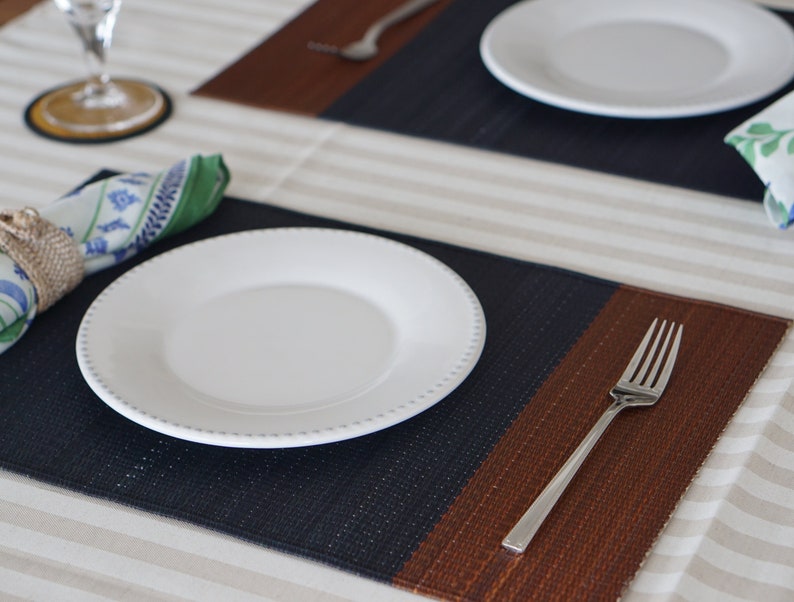 6 set of Igusa, rush grass placemat, Japanese placemat, two tone earth, brown image 3