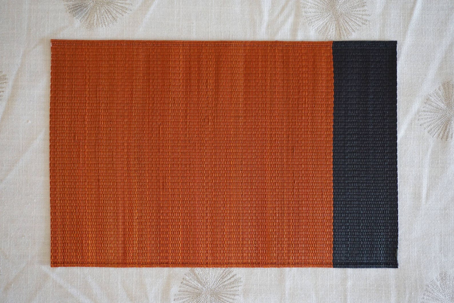 4 Set of Igusa, Rush Grass Placemat, Japanese Placemat, Pumpkin, Orange