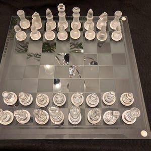 Vintage Glass Chess Set from 1990s