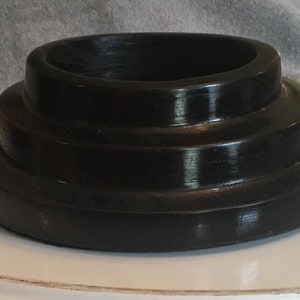 Handcrafted Turned Short Black Poplar Wooden Dish