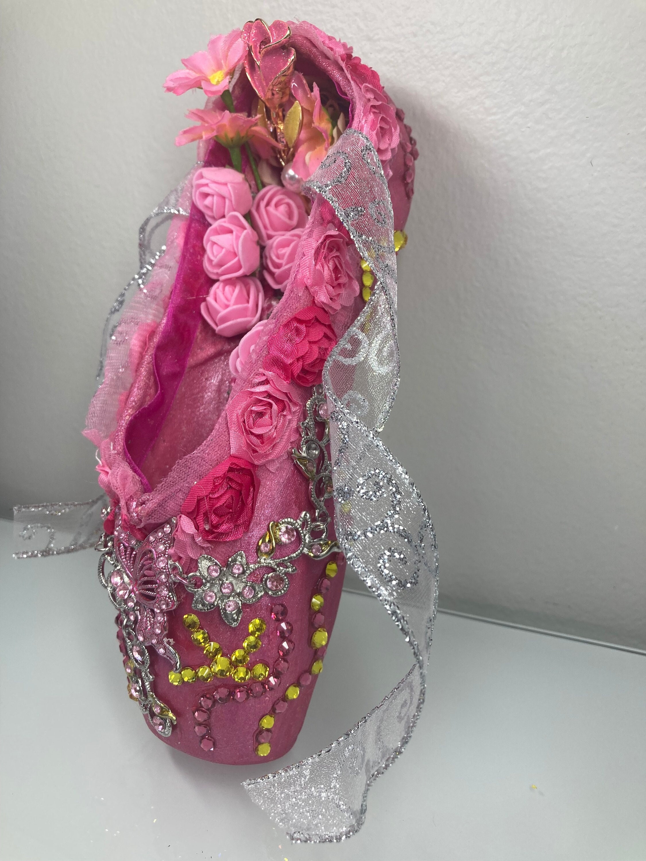 Decorated Pointe Shoe Pink Yellow/sleeping Beauty/aurora/waltz of