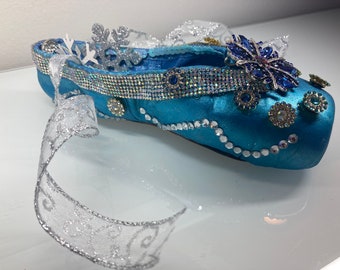 Decorated Pointe Shoe Nutcracker Snow Queen, Elsa, gift and collectible