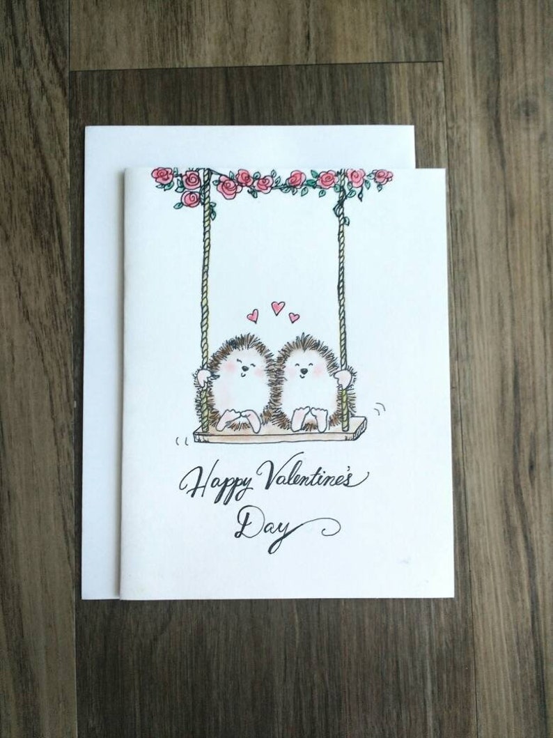 happy valentine's day hedgehog card, anniversary card, love card, romantic  card, for husband, for wife