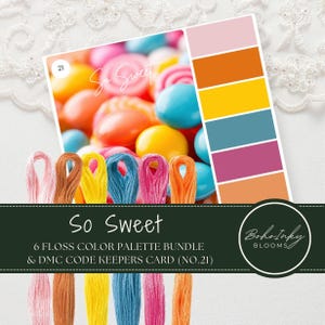 Paquete de paleta de colores de hilos de bordar So Sweet (21) 6 madejas de hilo de bordar, use código DMC, hilo de algodón 100 %, paquete de hilos y tarjeta