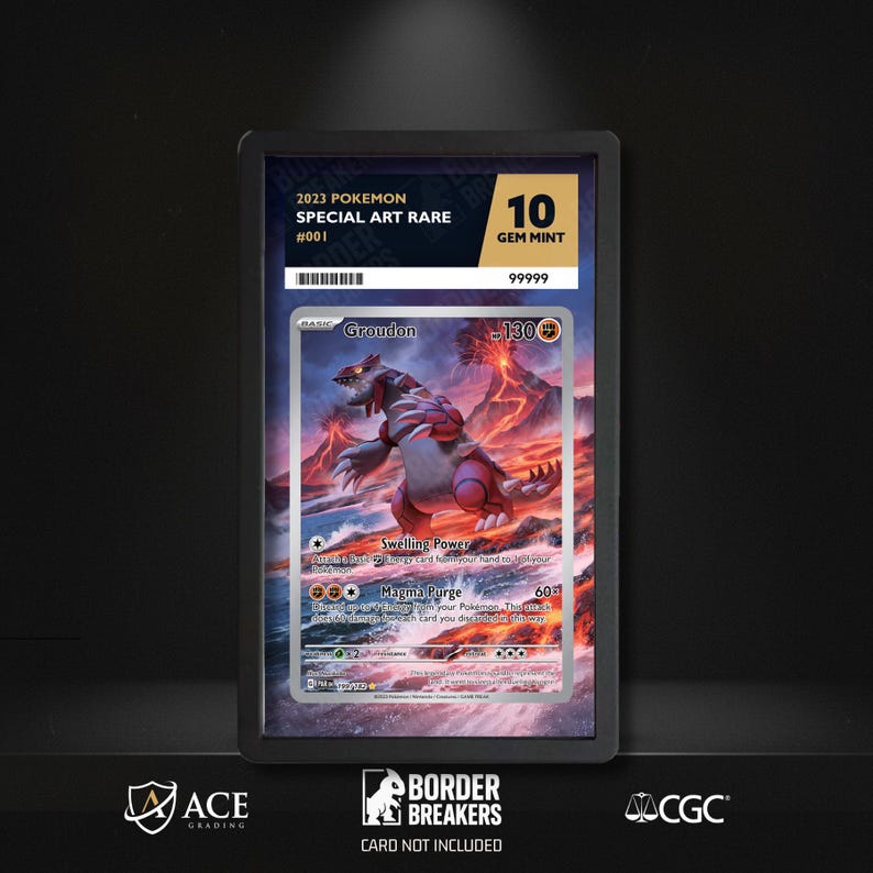 Groudon 199/182 Pokémon Slab Skin | ACE CGC Graded Card Display Insert | Extended Art Slab Backing,  Pokemon slab
extended art case, cgc slab artwork, Cgc slab guard case, Cgc display, Ace graded slab, pokemon card frame, psa slab display, trading card display, cgc graded card display, graded card display, Ace slab protector, Pokemon card case, Extended art frame, Pokemon art, pokémon display case, pokémon card display, Pokemon gift, unique pokémon gifts, extended art
