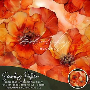 Encre à alcool, fleur orange, motif numérique, impression transparente, sublimation, floral, fleurs vives, publicité