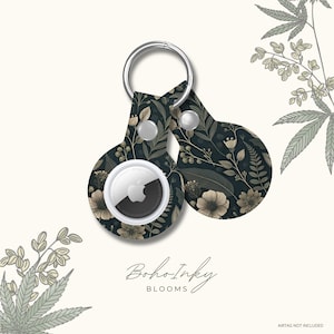 Apple AirTag Faux Leather Case Keyring Holder PU Airtag Keychain Holder - Case for tracking Devices. Airtag Cute Keyring  Dark Cottagecore
