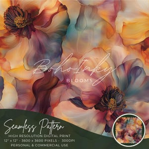 Autumn Hues Alkohol Tinte Öl nahtlose Muster Digital, Seamless Print, Sublimation | Boho, Floral, Alkoholtinte, persönlich und kommerziell