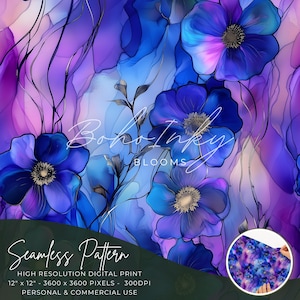 Couleurs saphir vif Fleurs sauvages Encre à alcool, Impression numérique transparente, Sublimation, Encre à alcool bleue, Publicité