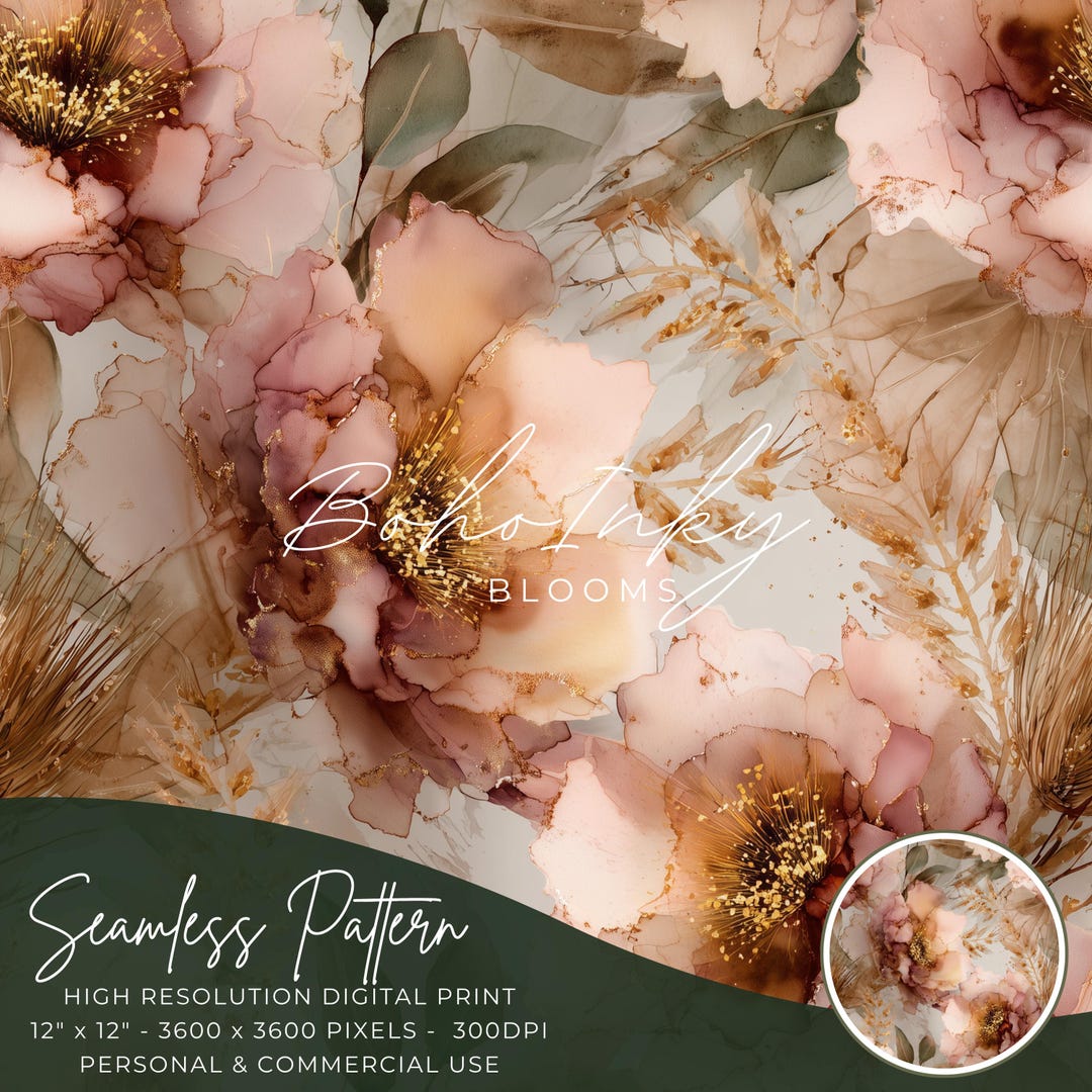 Alcohol Ink Dried Grass Sandstone Flowers Seamless Pattern Digital ...