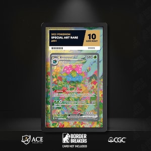 May include: A graded Pokémon card featuring Venusaur EX, a special art rare from 2023. The card is graded a 10 Gem Mint. The card's artwork depicts Venusaur in a colorful floral setting. The card is encased in a black holder.
