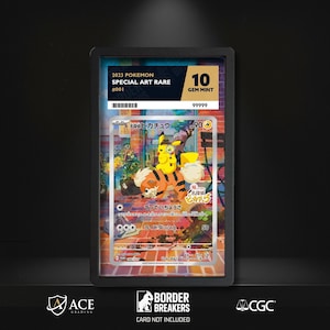May include: A graded Pok&eacute;mon card featuring Pikachu and Growlithe from the 2023 Special Art Rare series. The card is graded GEM MINT 10 and includes Japanese text. The card is encased in a black holder with the Border Breakers logo.