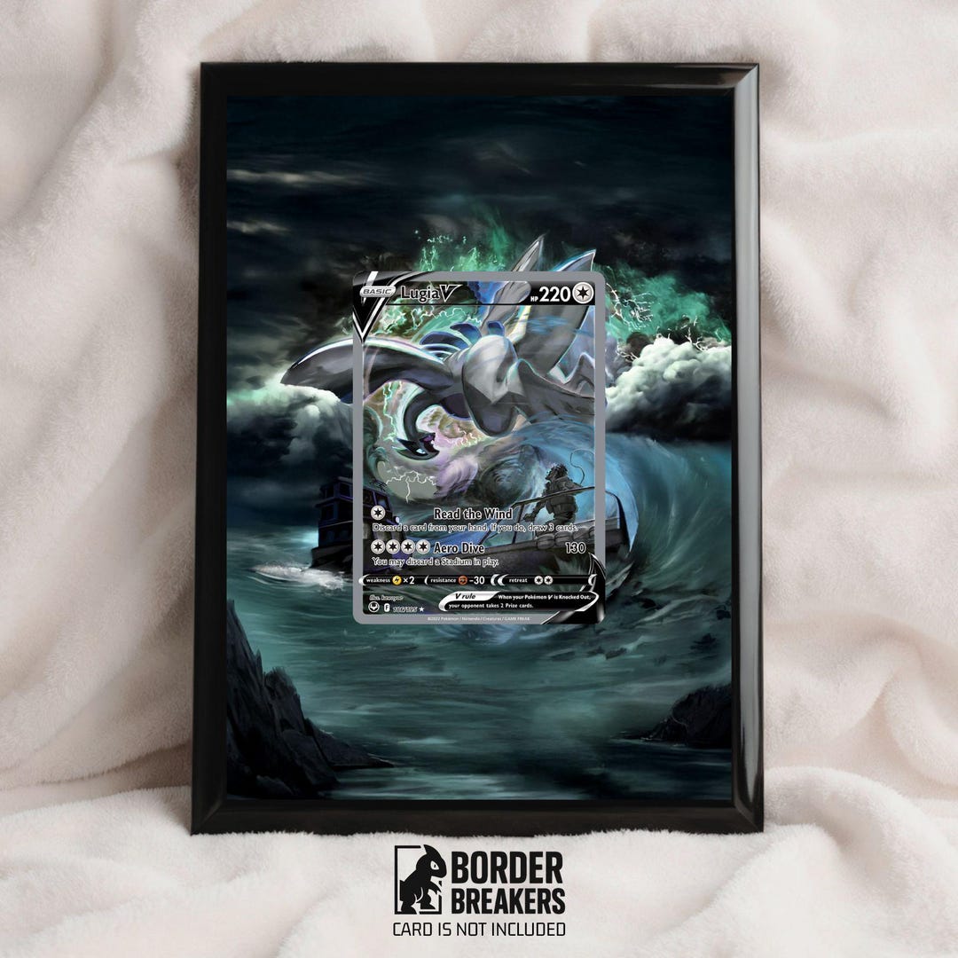 silver border pokemon cards Colorless Kanto Printed Oversleeves Usagi Draws Lugia V 186/195 Pokmon Extended