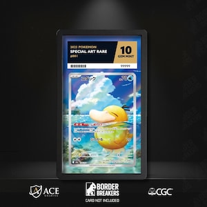 May include: A graded Pokémon trading card featuring a Psyduck illustration in a protective case. The card is labeled "2023 Pokemon Special Art Rare" and graded "10 GEM MINT". The card's artwork depicts Psyduck in a body of water.