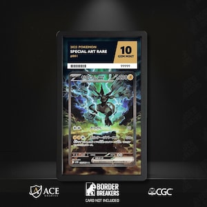May include: A graded Pokémon card featuring a Zekrom EX illustration. The card is graded a 10 Gem Mint and is from the 2023 Special Art Rare series. The card is encased in a black holder with the Border Breakers logo.