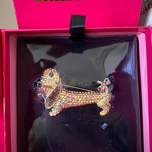 Sealed Vintage Butler and Wilson Dachshund Dog Brooch, Swarovski