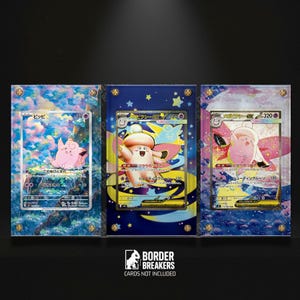 Lot de 3 étuis à illustrations étendus pour cartes Pokémon Clefairy, Mega Clefable - Magnétique/à visser/debout - Commande parfaite - casse-bordures