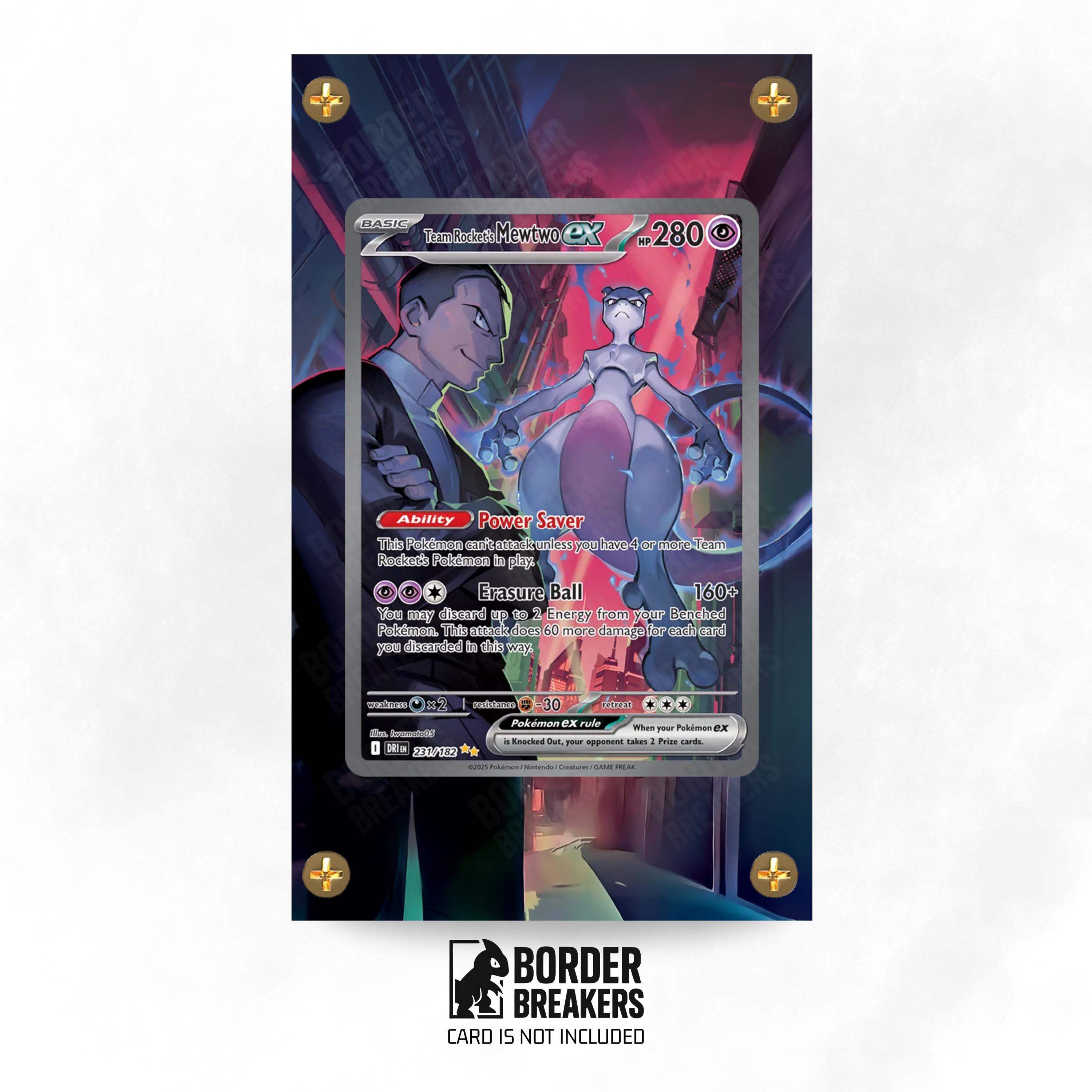 MewTwo Ex 231/182 Pokémon Expanded Art Kunstwerk Vitrinengehäuse - Magnet- oder Schraubgehäuse - Destined Rivals