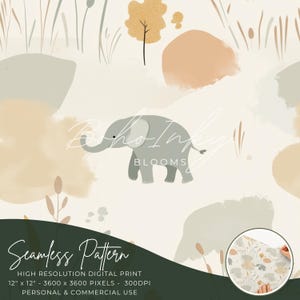 Baby Elefant Nahtloses Muster Digital, Nahtloser Druck, Sublimation | Kinderzimmer-Muster, Kinder-Nahtlos, Elefant-Nahtlos, Gedämpft