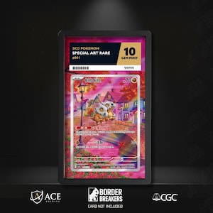 May include: A framed 2023 Pokémon Special Art Rare card, graded Gem Mint 10. The card features a colorful illustration of a Cubone and a bridge scene. The frame has the Border Breakers logo and the text "CARD NOT INCLUDED".