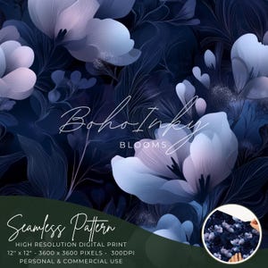 Abstracte nachtelijke tuin naadloze patroon digitaal, naadloze print, sublimatie cottagecore, bloemen, boho, bloemen, donkere bloemen, commercieel